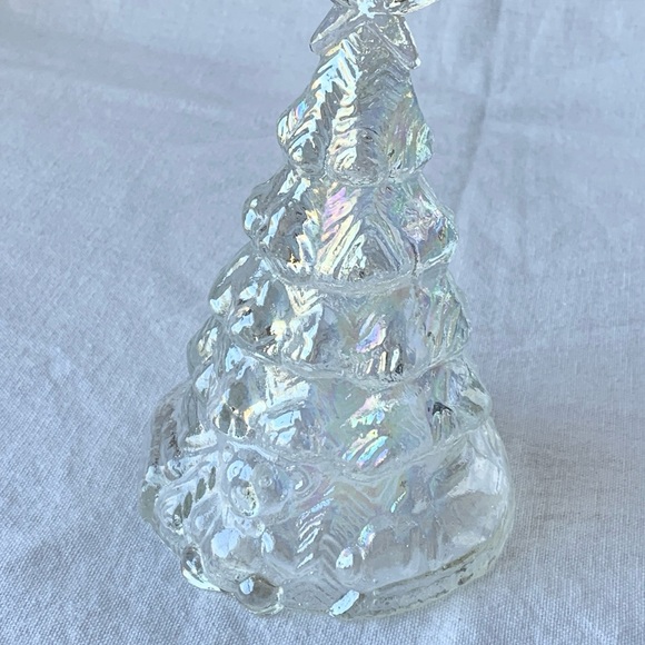 Carnival Iridescent Clear Glass Hollow Christmas Tree with Teddy Bear & Star - Picture 8 of 8
